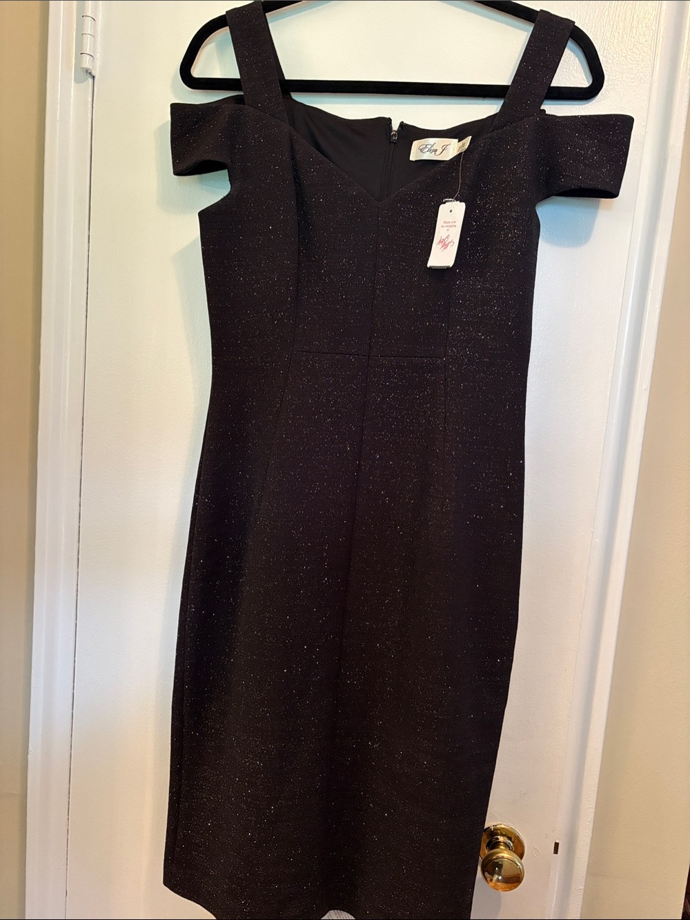 Eliza J Black Cold Shoulder Sparkle Sheath Dress NWT Size 6